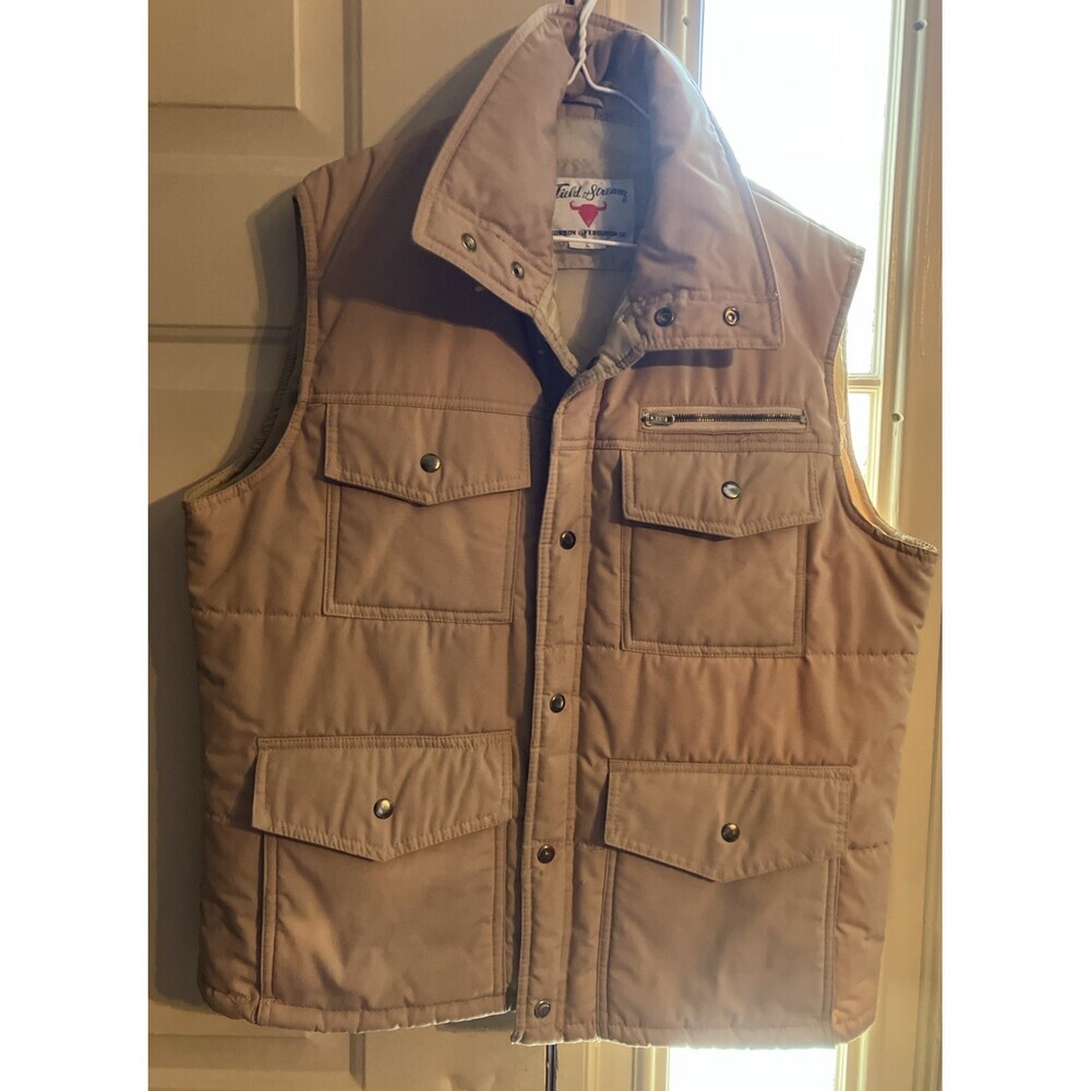 Field & Stream Vest Mens Large Tan Western Outdoor Vintage Fishing Hunting